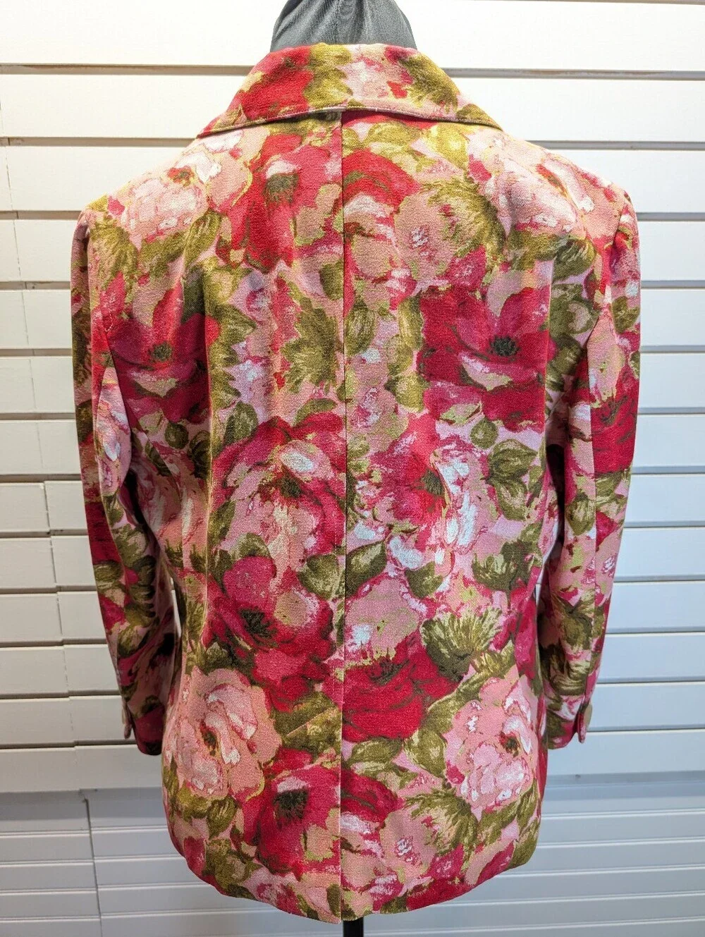 ANN TAYLOR Women's Watercolor Floral Silk Structured Blazer Jacket Pink Size 14